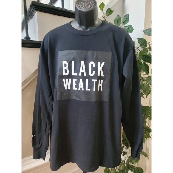 Swarthy Mystic Mens Black Regular Fit Long Sleeve Crew Neck Black Wealth Shirt - Picture 2 of 9